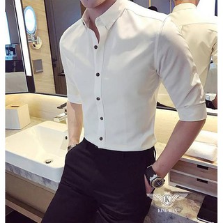 Áo sơ mi nam trơn dài tay ,áo sơ mi nam hàn quốc vải lụa thái chống nhăn cao cấp