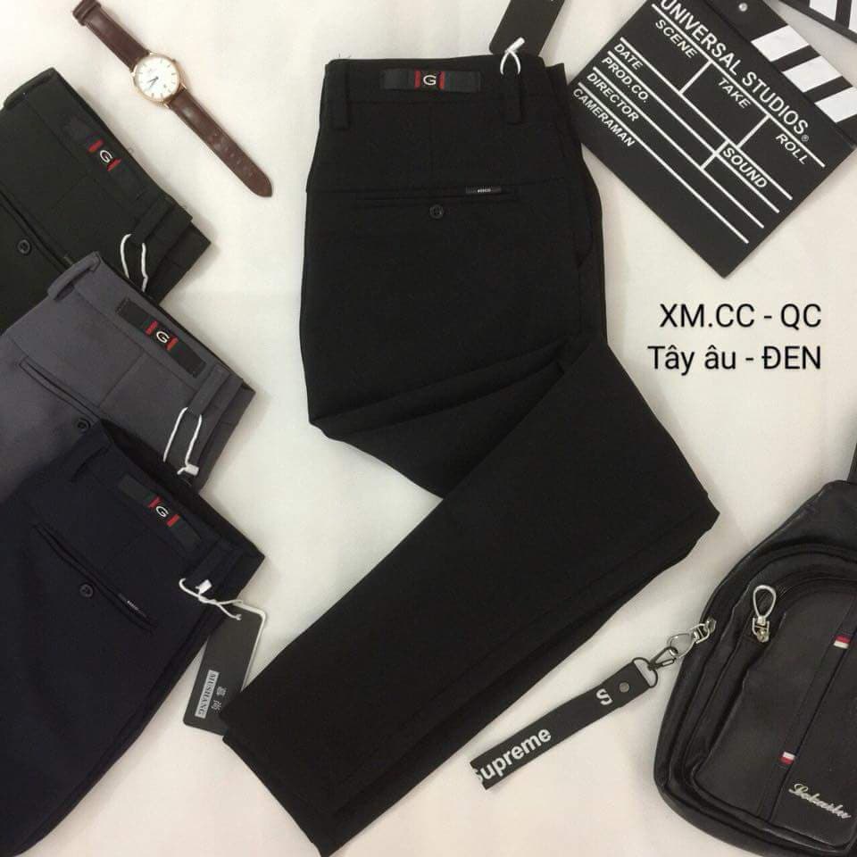 Quần tây âu nam quảng châu cao cấp vải co dãn hàng xịn xuất dư đủ màu