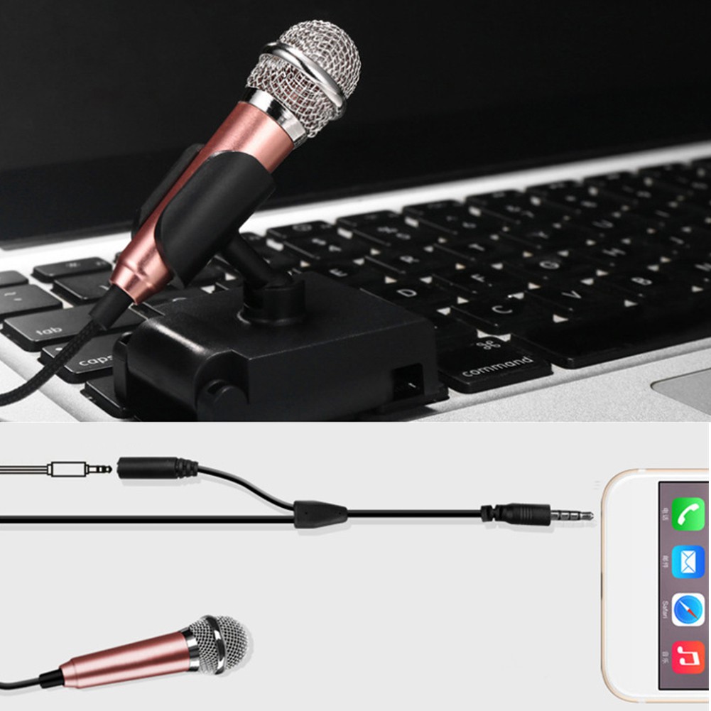 3.5mm Mini Condenser Microphone Điện thoại Mic hát Karaoke có đế dành cho iPhone Android