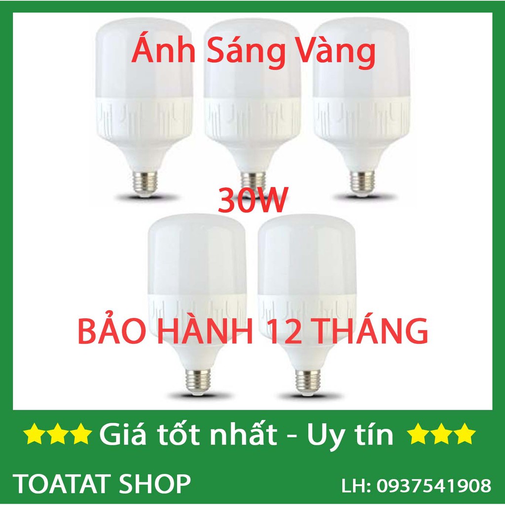 [Sĩ] Bộ 5 bóng đèn Led trụ 30W Siêu sáng - tiết kiệm điện (Ánh Sáng Trắng/Vàng)