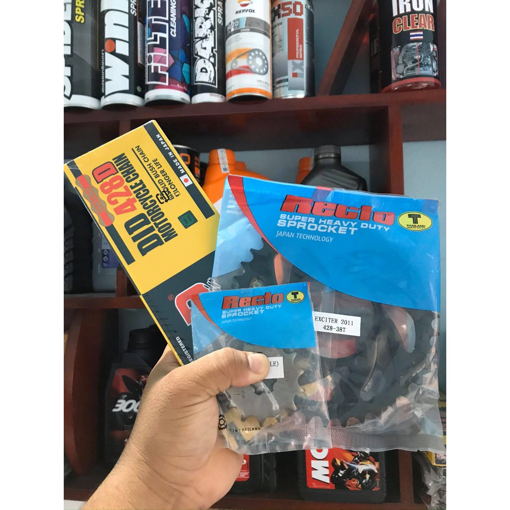 Nhông Dĩa Recto 14T-38T Exciter 135 Và Sên DID 9 Li Tem Xanh Chính Hãng