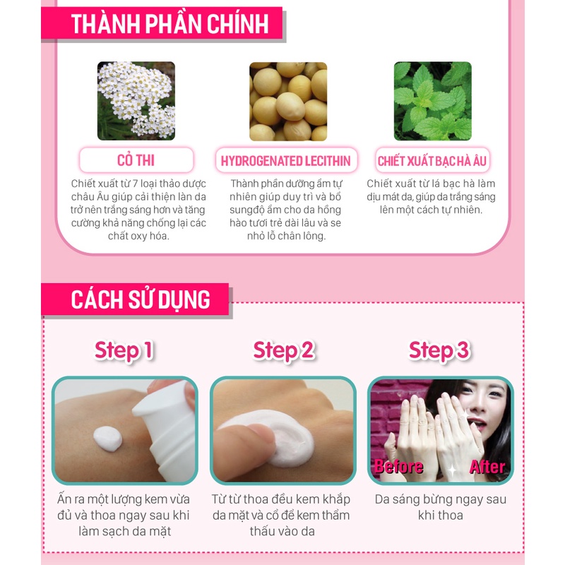 Kem Dưỡng Trắng Da Mặt Cathy Doll Ready 2 White White Boosting Cream 75ml