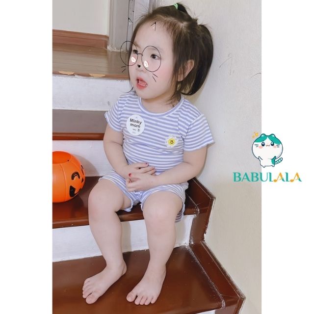 Đồ Bộ Cho Bé Gái Vải Cotton Dệt  4-18kg Co Giãn 4 Chiều Ngắn Tay-Bộ Cộc Tay Minky Mom Mùa Hè Đáng Yêu-BABULALA-CT23