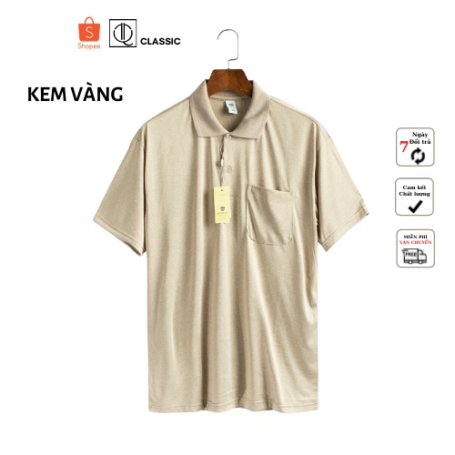 Áo thun nam có cổ trung niên QClassic vải cotton xịn loại áo thun nam cho người lớn tuổi có túi | BigBuy360 - bigbuy360.vn