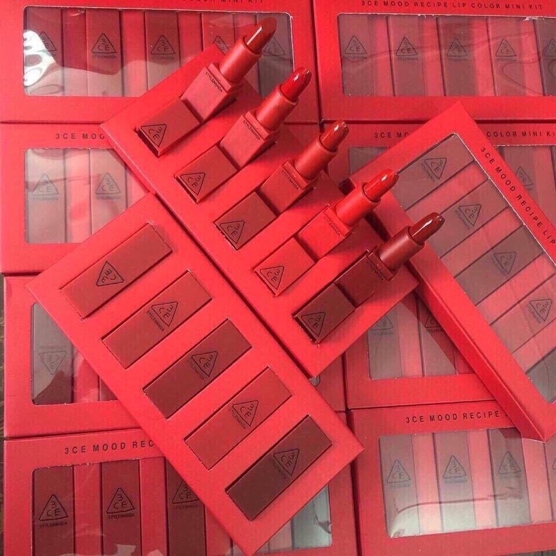 Set son sáp 3CE 5 cây mini tone đỏ