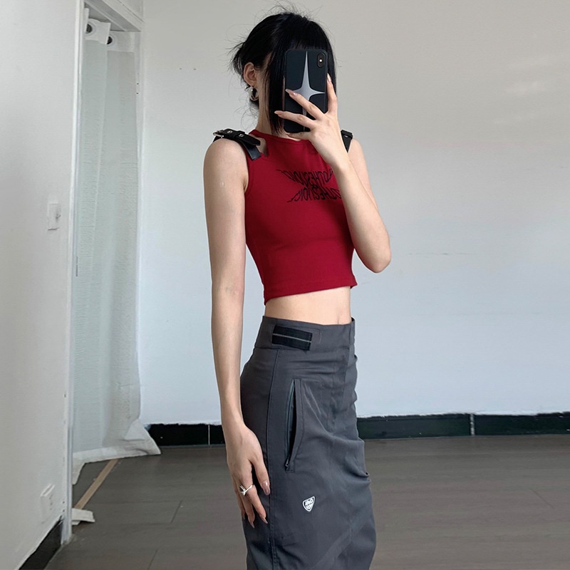 DUNEA Áo Tank Top Thêu Chữ Thời Trang Cho Nữ