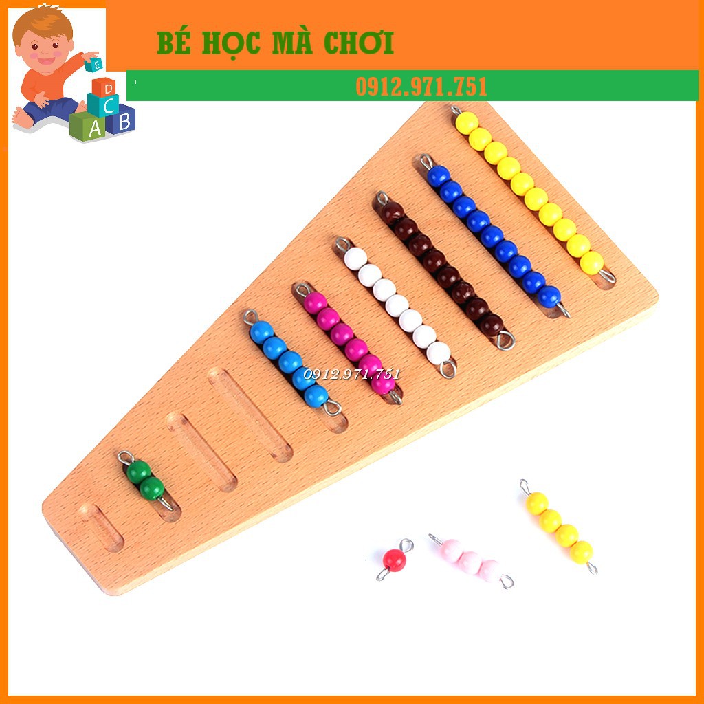 Giáo cụ Montessori - Bộ hạt cườm 1-10 kèm khay đựng bậc thang