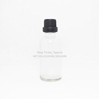 {Sỉ từ 4000đ} Vỏ chai tinh dầu thủy tinh 50ml trong suốt nhỏ giọt  - Nắp đen có seal (LOẠI ĐẸP)