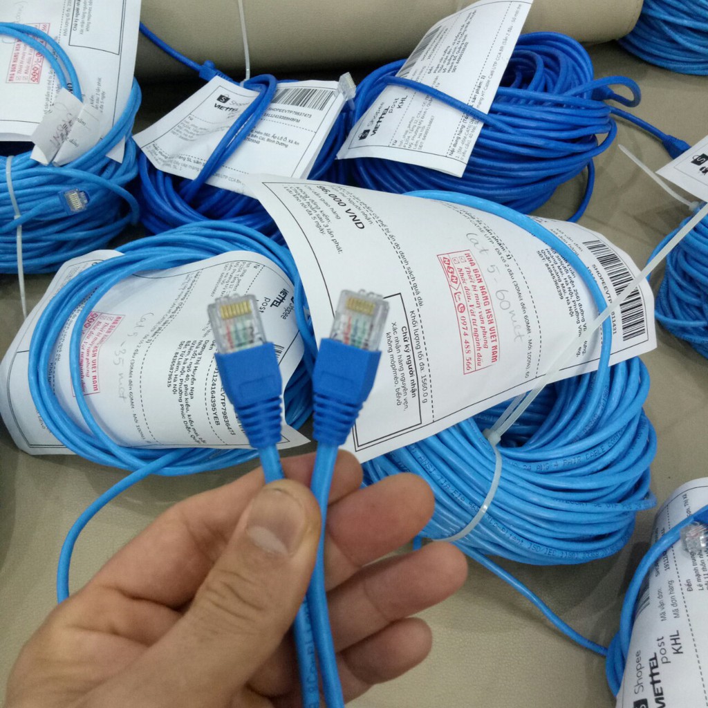 Dây cáp mạng LAN HT-CAT5E UTP - Đã có 2 đầu (10Mét đến 30Mét - Mới 100%) Màu ngẫu nhiên