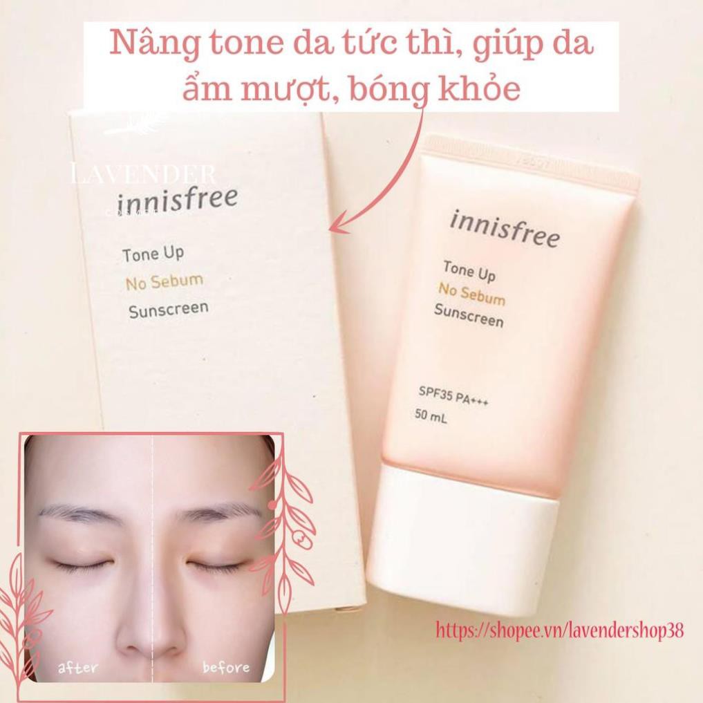 Kem Chống Nắng Innisfree Tone Up No Sebum Sunscreen SPF50+PA++++ 50ml (màu hồng)