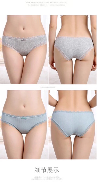 (CÓ SZ ĐẠI) QUẦN COTTON KHÁNG KHUẨN GÂN TĂM VIỀN REN ĐẸP