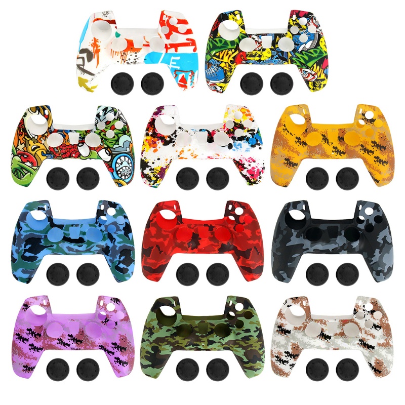 Vỏ bọc silicon họa tiết rằn ri chống bụi cho tay cầm chơi game PlayStation PS5