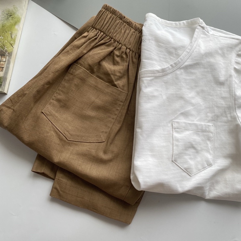 Quần baggy cạp liền chất Linen - June