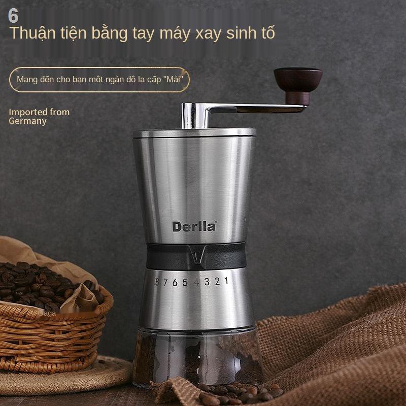 Máy xay hạt cà phê Derlla của Đức tay quay đậu, thủ công, dụng cụ pha