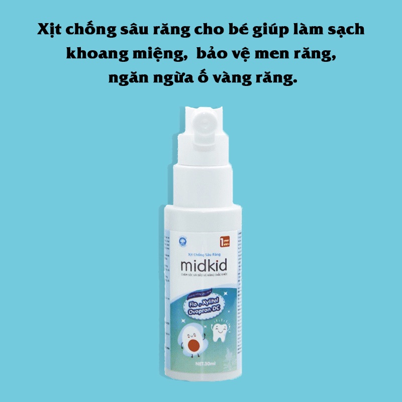 Xịt chống sâu răng cho bé, Xịt chống sâu răng Midkid chính hãng (tặng kèm set 10 khẩu trang KF94 cho bé) BBShine – I018