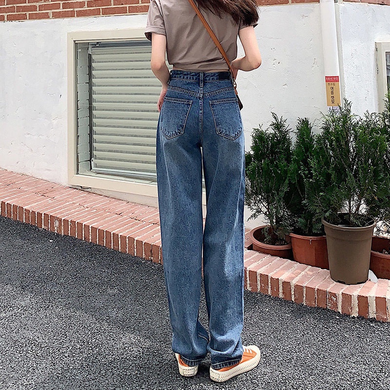 Quần jeans Nữ Lưng Cao Ống Rộng Thời Trang Hàn Quốc Cá Tính