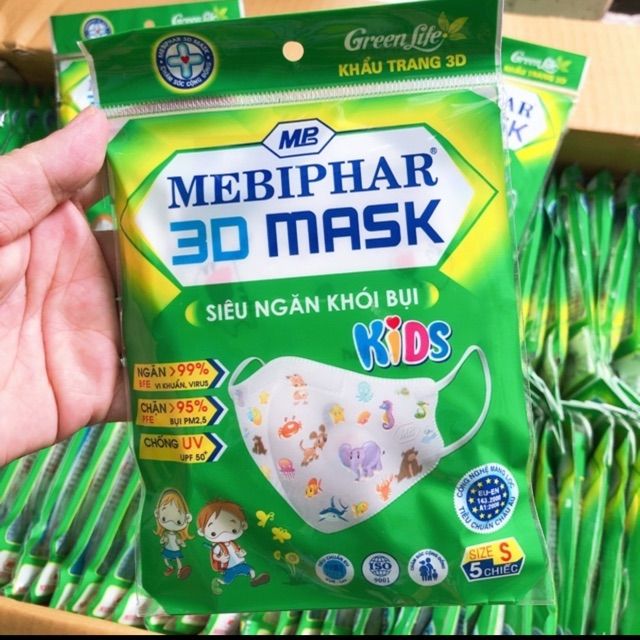 🇻🇳 Gói 5 cái Mebiphar trẻ em khẩu trang cao cấp lọc bụi mịn PM 2.5, lọc khuẩn 99% | BigBuy360 - bigbuy360.vn
