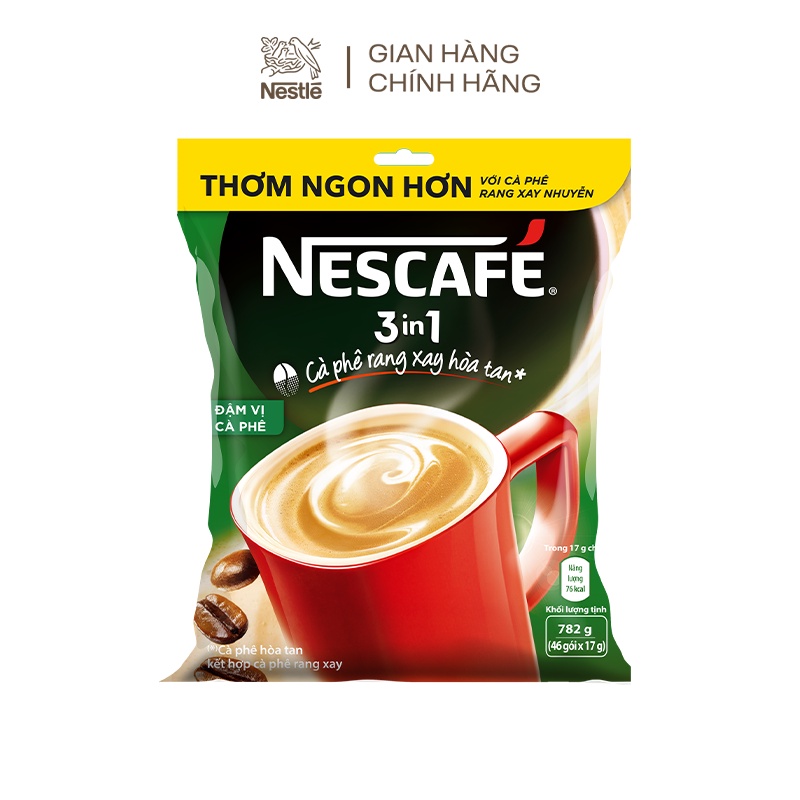 Combo 3 bịch Nescafé 3in1 cà phê rang xay hòa tan đậm vị cà phê (Bịch 46 gói x 17g)