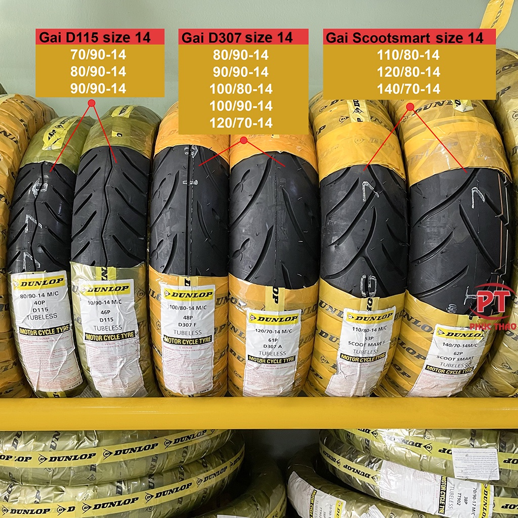 Vỏ Dunlop xe ga SH Airblade Vario Lead SH Mode Vespa GTS Primavera Sprint. Dunlop D115 - D307 - D604 - K330 - SCOOTSMART