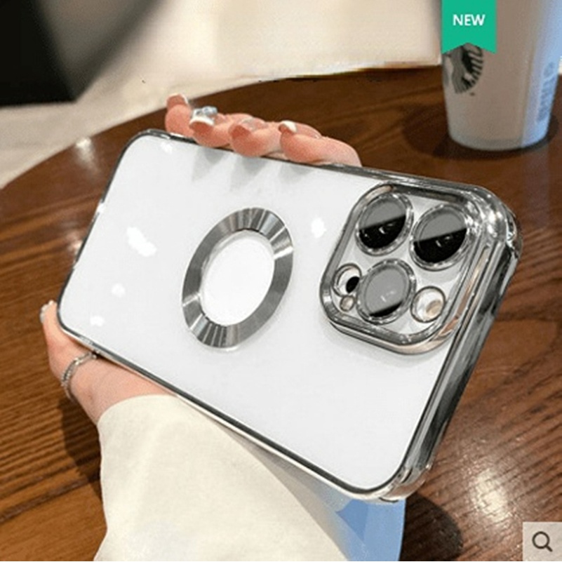 Ốp Điện Thoại Trong Suốt Từ Tính Chống Sốc Kèm Khung Bảo Vệ Camera Cho iPhone X 11 12 13 Pro Max
