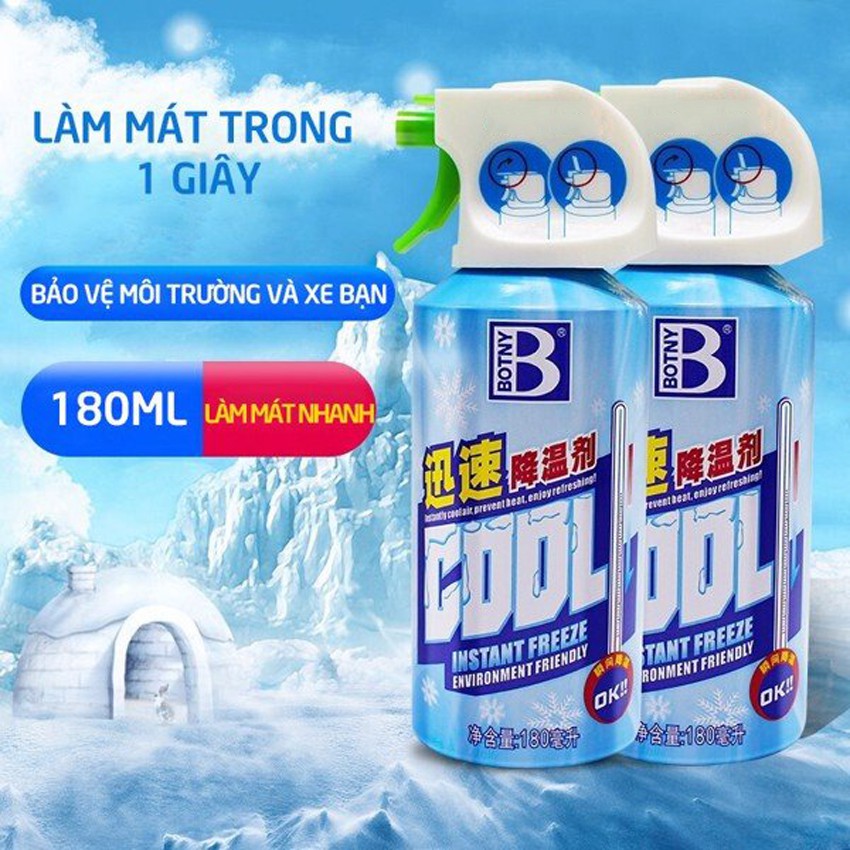 Bình Xịt Lạnh Làm Mát Siêu Tốc 180ml, Nhanh Chóng Giảm Nhiệt Độ Bề Mặt, An Toàn Khi Sử Dụng, Tiện Lợi Vào Những Ngày Hè