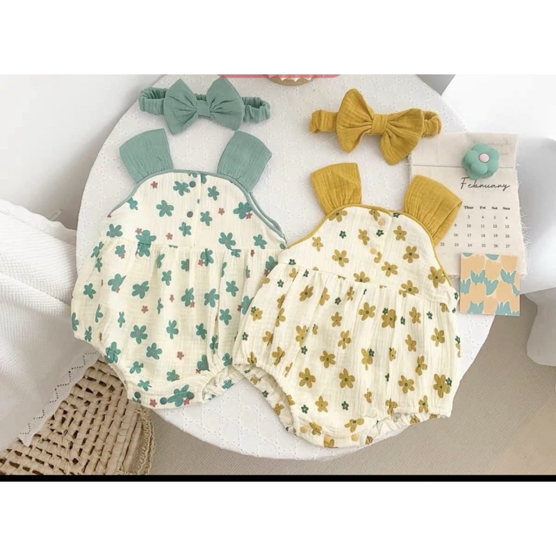 vải may quần áo khăn tắm xô muslin 2 lớp hoa mai mềm mịn