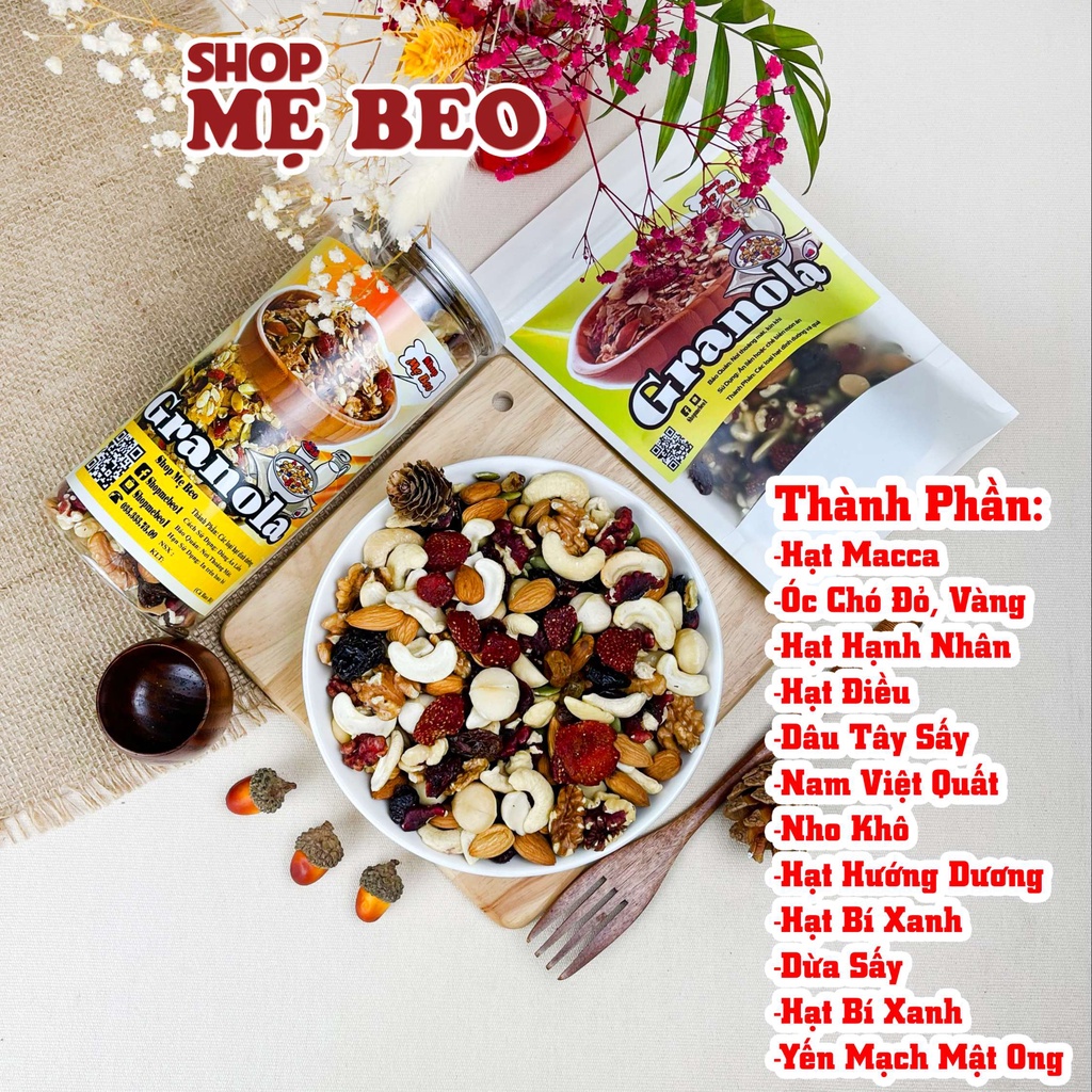Granola 13 Loại Siêu Hạt Dinh Dưỡng Ăn Kiêng Giảm Cân Không Đường Mẹ Beo Vị Tự Nhiên