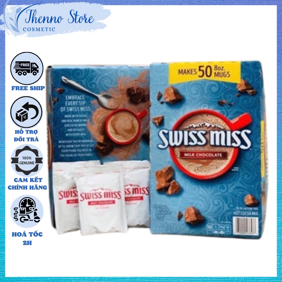 Sữa Bột Cacao Swiss Miss Hộp 50 Gói 1.95kg DATE 2023 (tách lẻ)