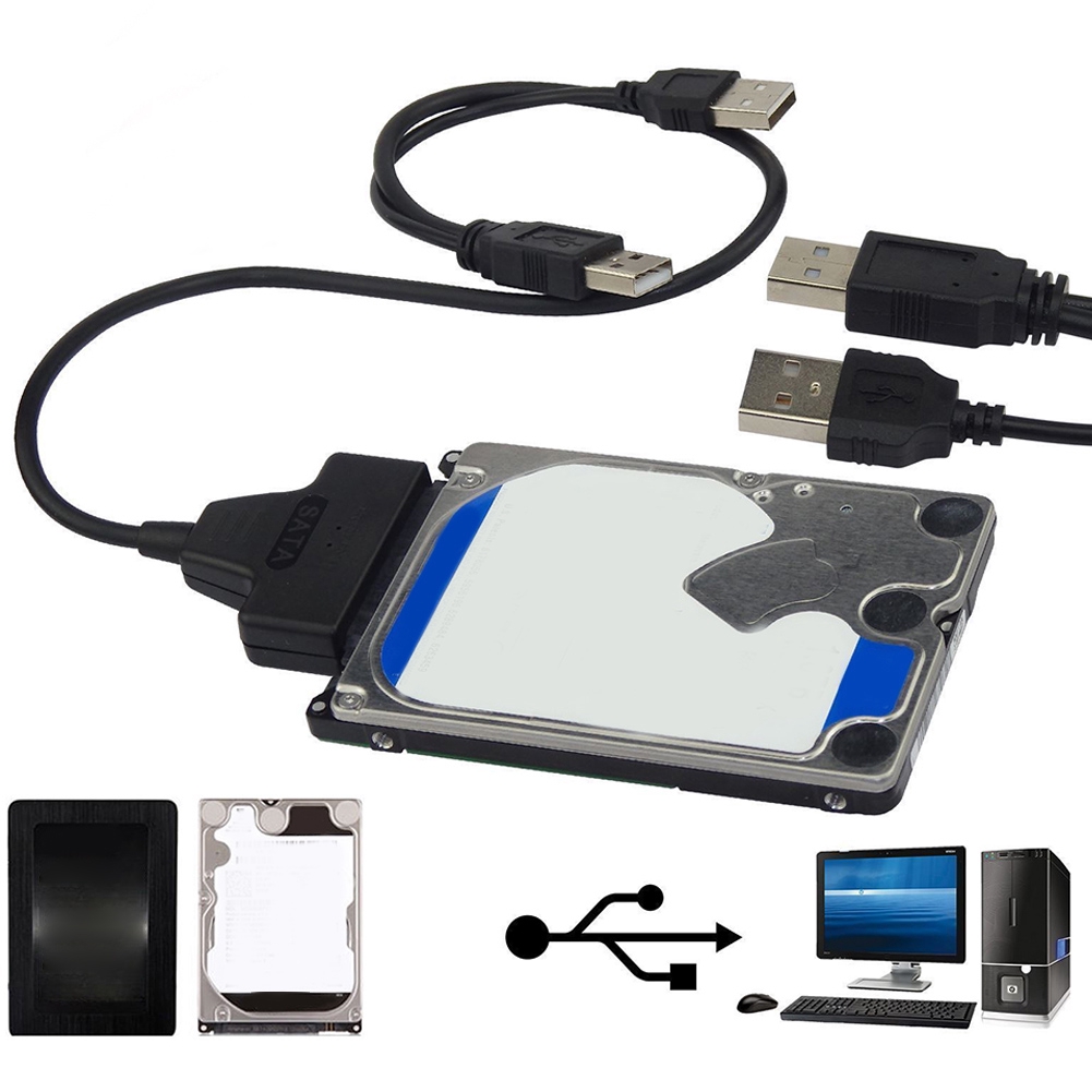 SATA Drive to USB 2.0 SSD Adapter Converter Cable 22 Pin f. 2.5"/3.5" Hard