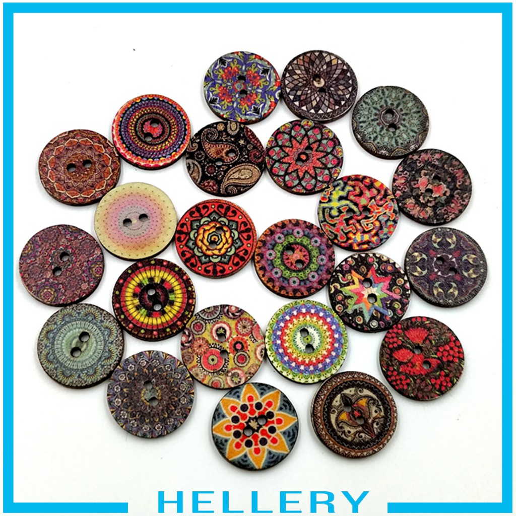 Set 100 Nút Gỗ Hình Hoa Phong Cách Retro Dùng Làm Đồ Thủ Công DIY