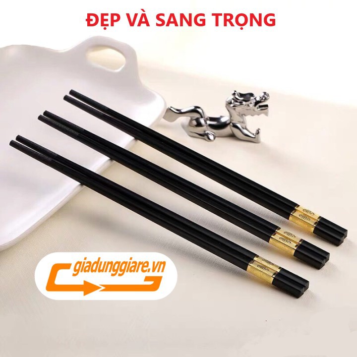 Hộp 10 đôi đũa hợp kim cao cấp Hàn Quốc chịu nhiệt độ cao, chống trơn trượt, chống mốc, không mối mọt và độ bền cao