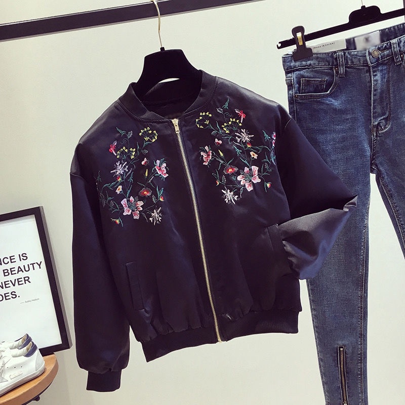 Áo Khoác Dáng Rộng Thêu Họa Tiết Phong Cách Hàn Quốc Thời Trang Xuân Thu Mới