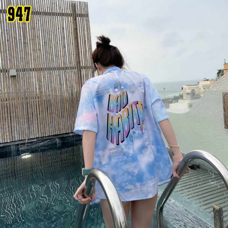 Áo Sơ Mi Tay Ngắn Unisex Cổ Bẻ Phong Cách Hàn Quốc Freesize