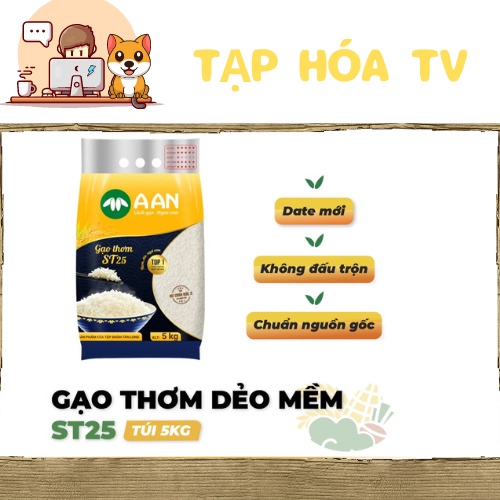 Gạo Đặc Sản Sóc Trăng ST25- Gạo A An túi 5kg - Gạo Ngon số 1 Thế Giới 2019