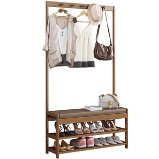 Tủ giày dép gỗ KO111, tủ giày kiêm ghế có móc treo đồ thông minh 90cm, gỗ tự nhiên xử lý ẩm mốc, vật liệu cao cấp