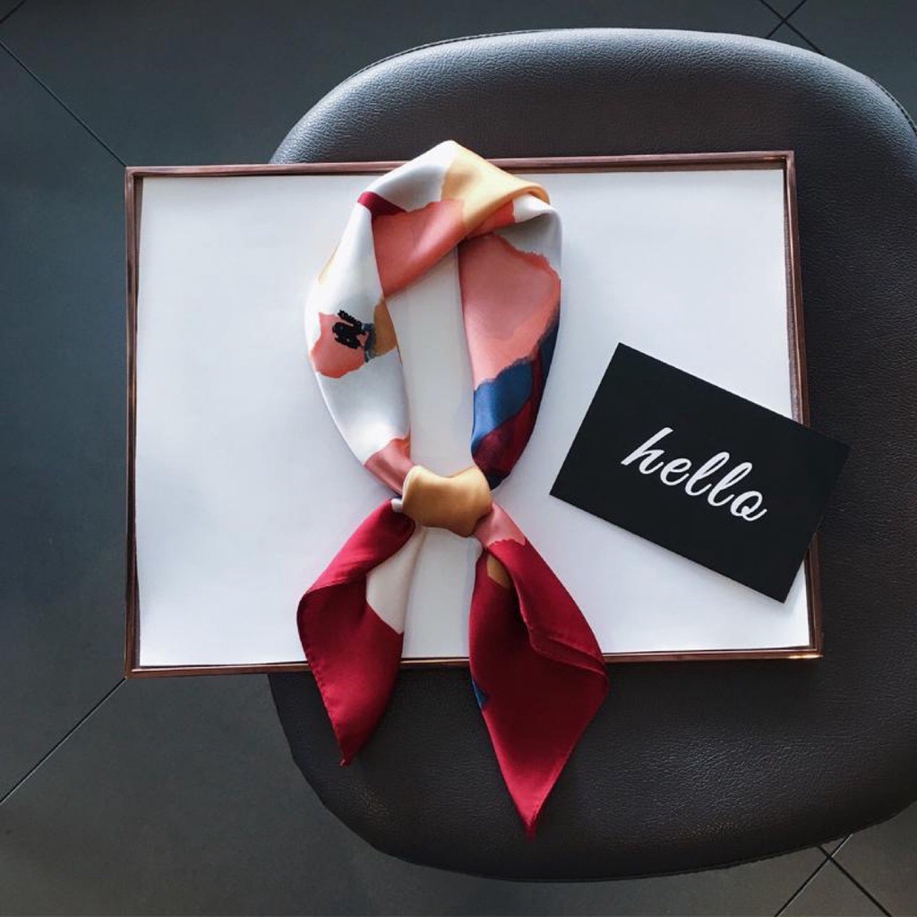 Khăn Choàng Cổ Hình Vuông Cỡ Nhỏ In Họa Tiết Màu Xanh Dương/Hồng/Xám Thời Trang Cho Nữ