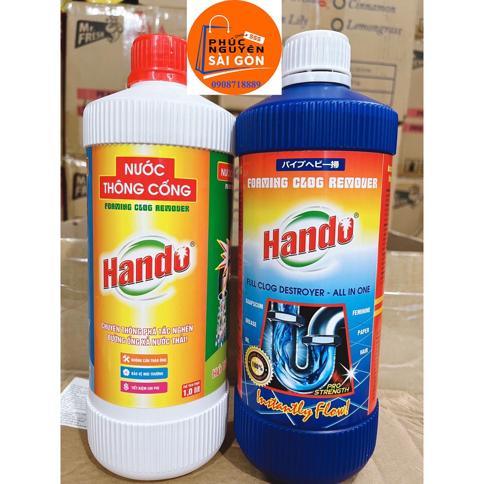 Bộ 2 chai nước thông cống Hando 1000ml tránh tắc nghẽn