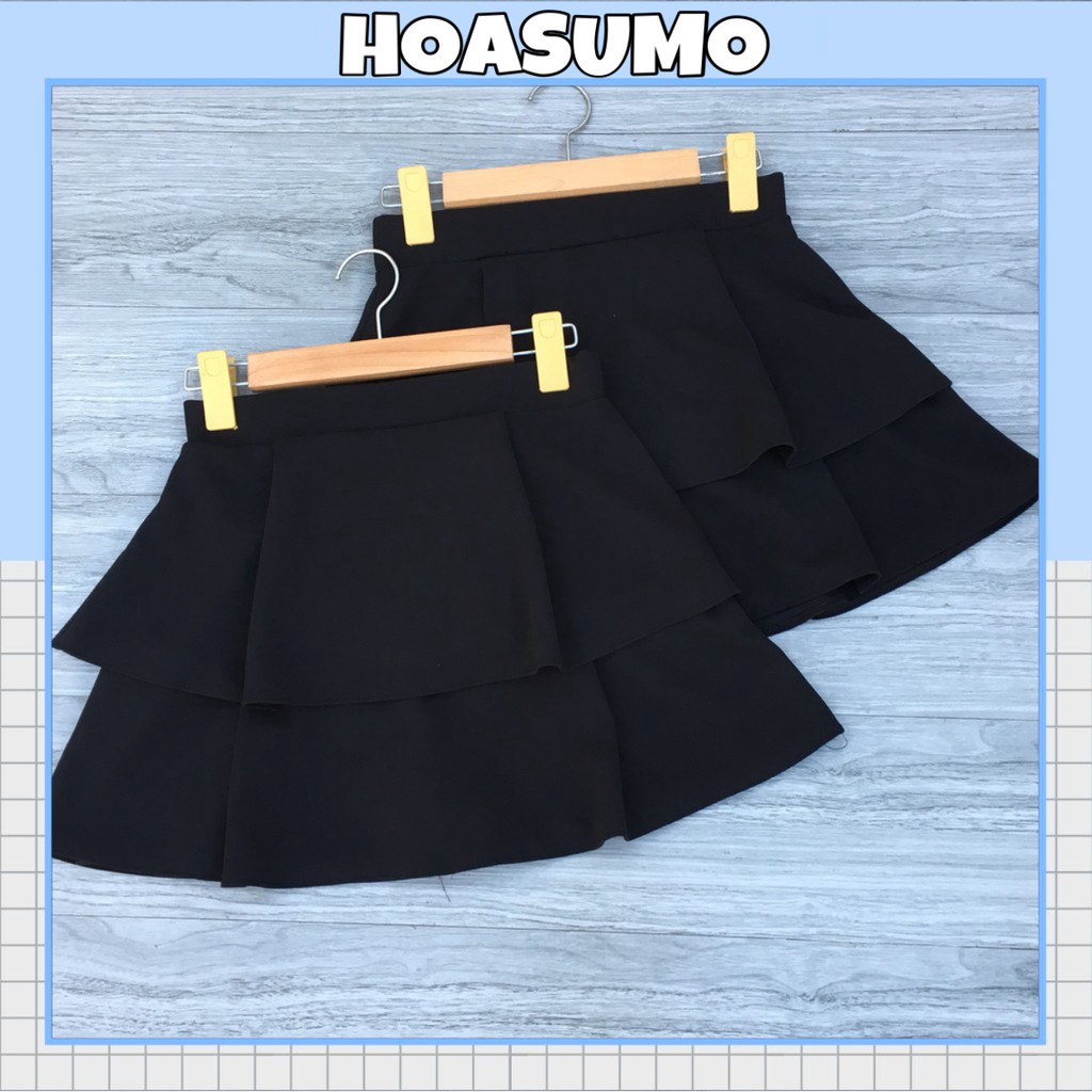 Chân váy ngắn xòe 2 tầng freesize cạp thun co dãn