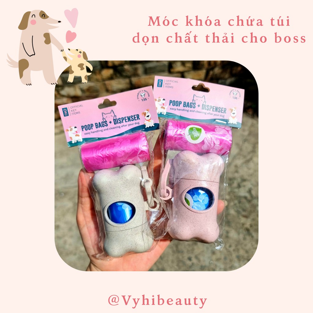 Móc khóa đựng túi dọn chất thải thú cưng (kèm cuộc túi refill)