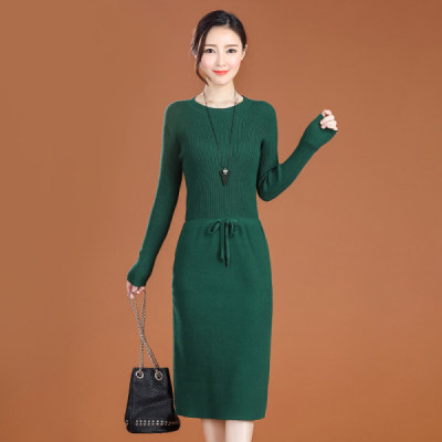 Đầm Dệt Kim Tay Dài Màu Đen / Đỏ / Xanh Lá Size M-3xl