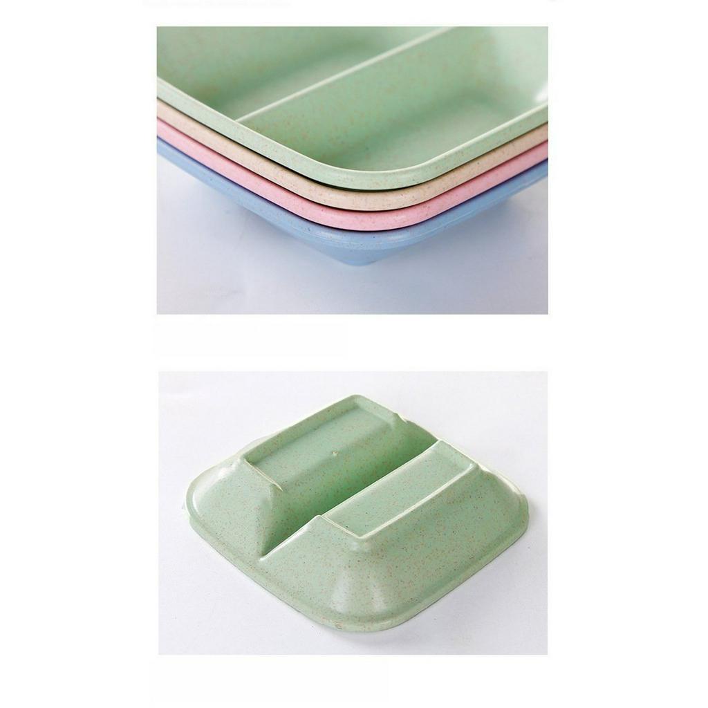 Chén Đựng Gia Vị, Chén Đựng Nước Chấm 2 Ngăn, Đĩa 2 Ngăn Nhỏ Đựng Đồ Ăn Kèm Bằng Nhựa Lúa Mạch