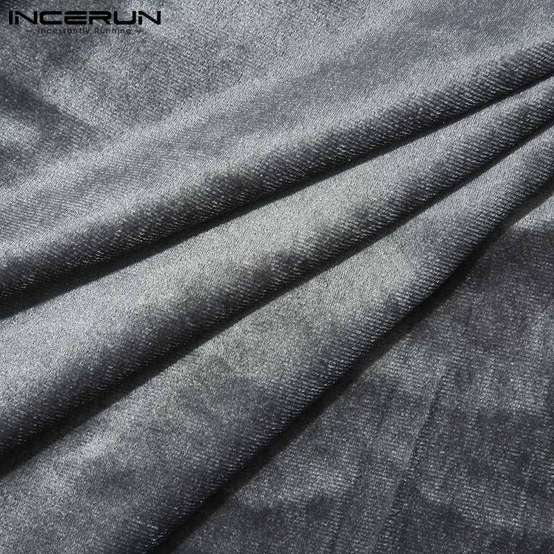 Áo thun ba lỗ INCERUN màu trơn dáng rộng bằng vải nhung thời trang dành cho nam