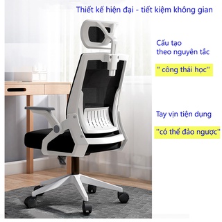 Ghế Văn Phòng, Ghế Công Thái Học, Ghế Làm Việc Xoay 360° - Tựa Đầu 3D, Tay Vịn Thông Minh, Có Trợ Lực Vùng Eo Thắt Lưng.