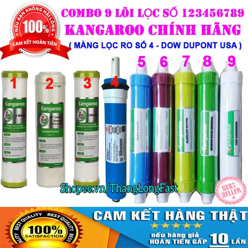 LÕI LỌC NƯỚC KANGAROO SỐ 123456789 | GỒM BỘ 123-NANO-CERAMIC-ALKALINE-MAIFAN-ORP