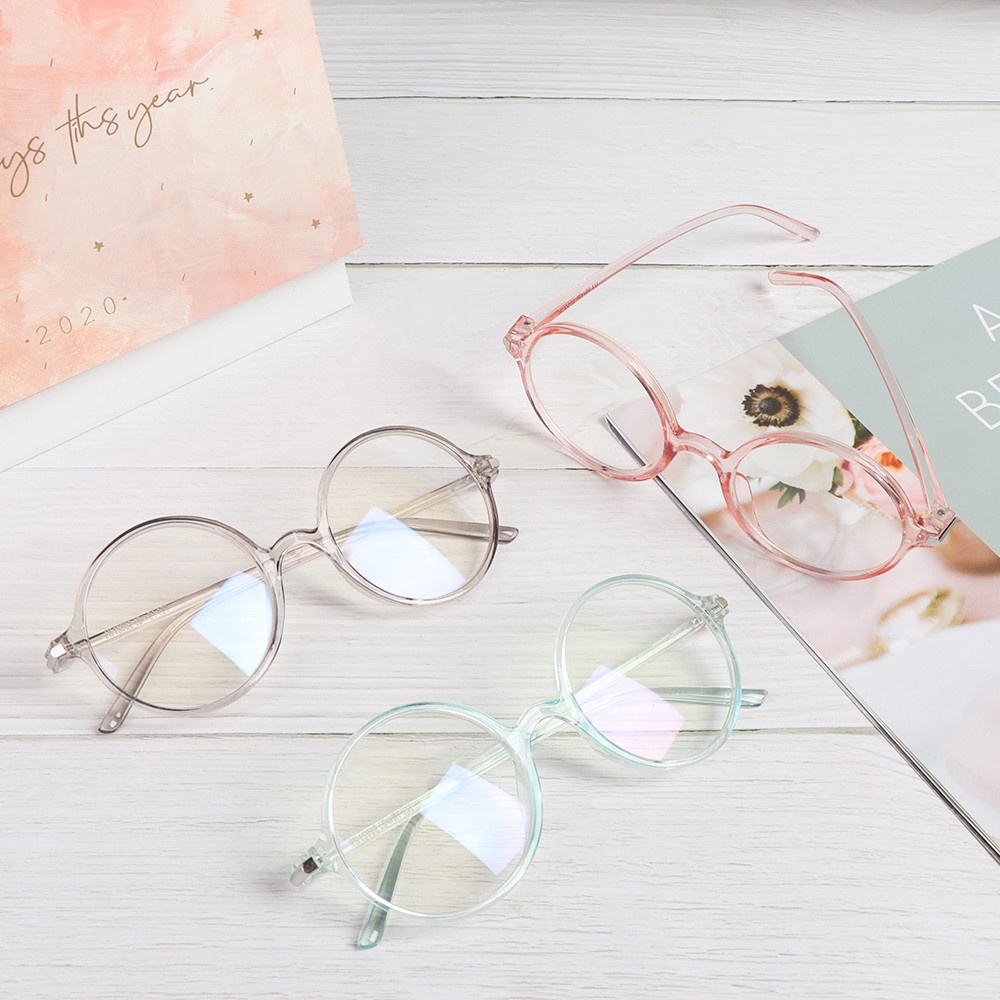 Mắt kính gọng nhựa PC siêu nhẹ chống ánh sáng xanh phong cách cổ điển