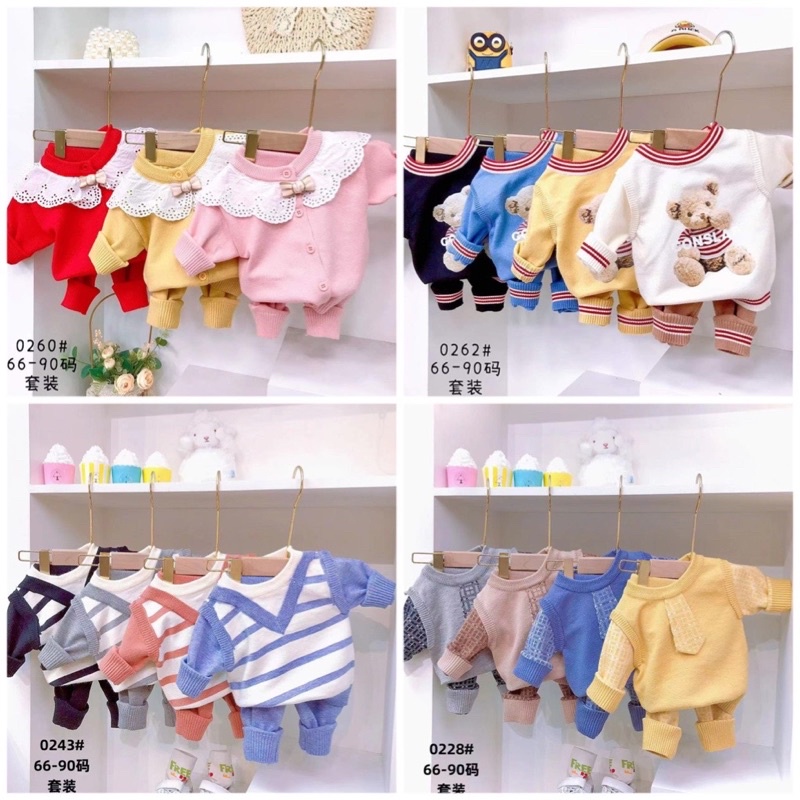 SP000119 Bộ len dài tay họa tiết kute bé trai bé gái chất mềm mại không kích ứng da Ảnh thật Rio chụp hàng có sẵn