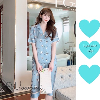 Bộ lụa quần lửng áo cộc mặc nhà đẹp cho nữ Wowomi