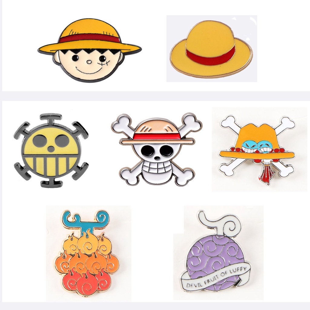 Ghim cài áo kim loại tráng men trang trí hình hoạt hình One Piece dễ thương mới