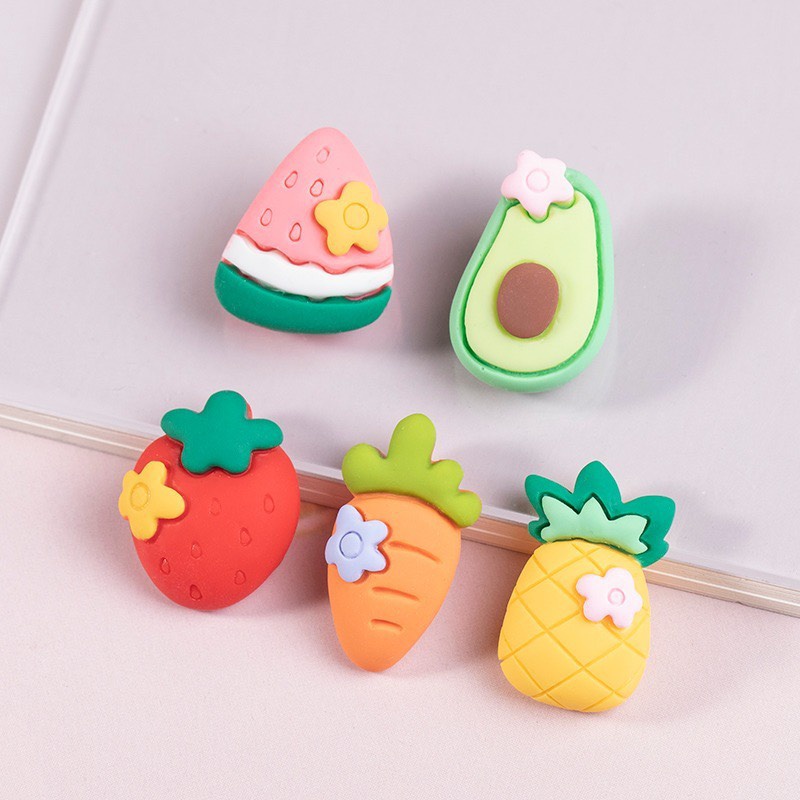 Charm (C508) slime/ Dụng Cụ Charm Trang Trí [Ko Keo &amp; Nút] Hình Trái Cây Đính Ngôi Sao - 01 Cái