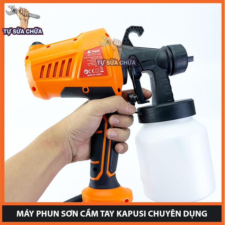 Máy phun sơn điện cầm tay cao cấp chính hãng KAPUSI, tốc độ 650ml/phút, Máy phun sơn cầm tay Kapusi chuyên dụng cho thợ